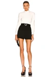 Saint Laurent Combi Open Back Long Sleeve Belted Sablé Romper In Craie