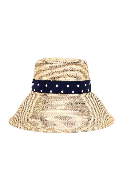 Miu Miu Polka-dot Print Raffia Hat In Naturale & Blue