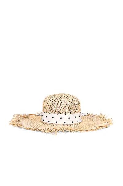 Miu Miu Polka-dot Print Raffia Hat In Naturale & Avirio