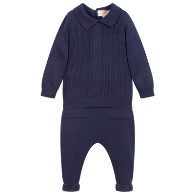 Caramelo Babies' Boys Blue Knit Top & Trousers Set