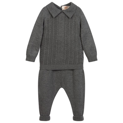 Caramelo Babies' Boys Grey Knit Top & Trousers Set