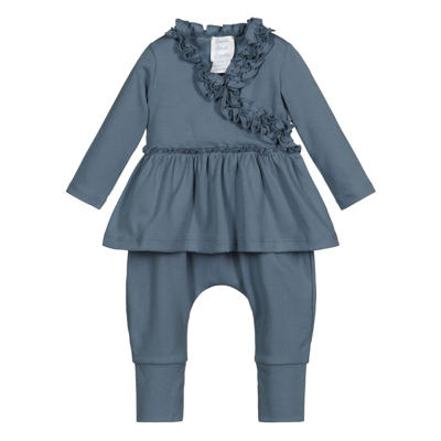 Lemon Loves Layette Baby Girls Teal Blue Outfit