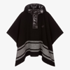 Moncler Black Poncho For Kids With Logo