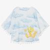 Monnalisa Girls Blue Tweety Beach Poncho In Blue
