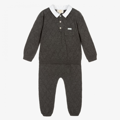 Caramelo Kids' Boys Grey Knitted Trouser Set
