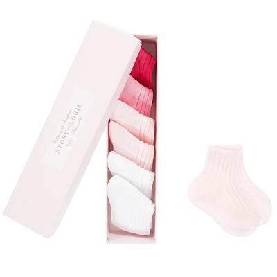 Story Loris Girls Baby Pink Socks Set (7 Pack)