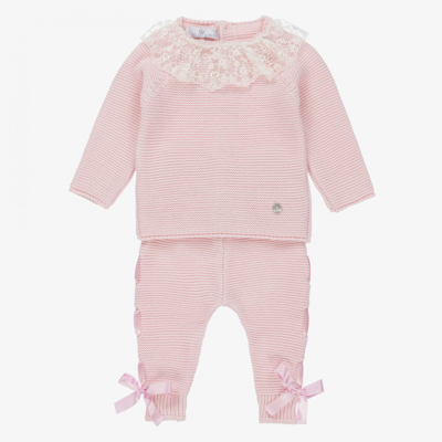 Beau Kid Girls Pink Knit Baby Trouser Set