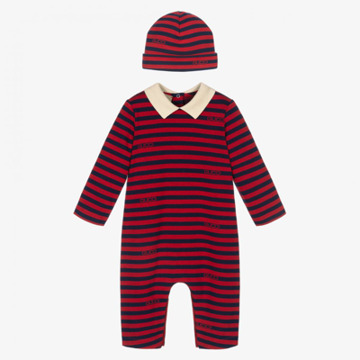 Gucci Red Striped Babysuit Gift Set