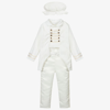 ANDREEATEX BOYS IVORY VELVET SUIT SET