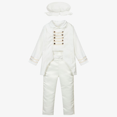 Andreeatex Babies' Boys Ivory Velvet Trouser Suit