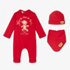 GUCCI RED COTTON BABYGROW GIFT SET