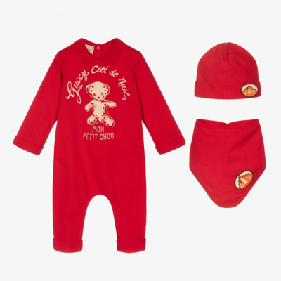 Gucci Red Cotton Babygrow Gift Set