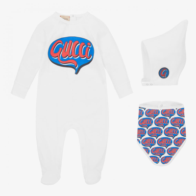 Gucci White Babysuit Gift Set