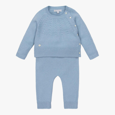 Beatrice & George Babies' Boys Blue Knitted Wool Trouser Set