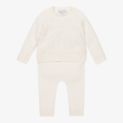Beatrice & George Babies' Ivory Knitted Wool Trouser Set