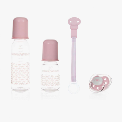 Emporio Armani Baby Girls 4 Piece Bottle Set In Pink