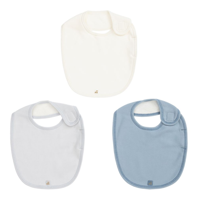 Bonpoint Babies' Blue & Ivory Cotton Bibs (3 Pack)