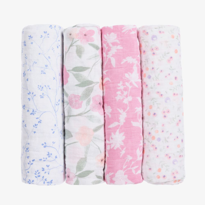 Aden + Anais Girls Muslin Swaddles (4 Pack) In Pink