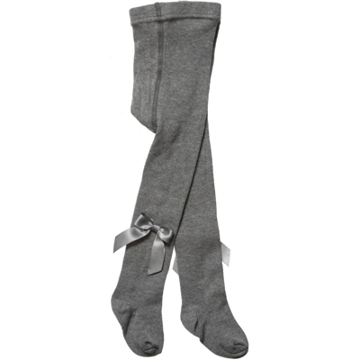 Carlomagno Babies' Girls Grey Cotton Bow Tights