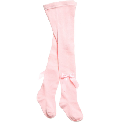 Carlomagno Babies' Girls Pink Cotton Bow Tights