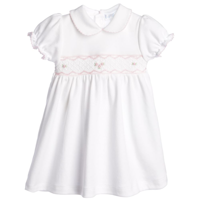 Mini-la-mode Girls Baby Pima Smocked Dress Set In White