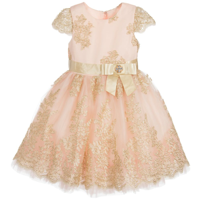 Romano Princess Kids' Girls Pink & Gold Lace Dress Set
