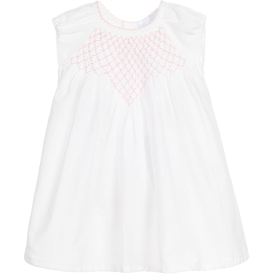 Mini-la-mode Girls Smocked Cotton Baby Dress Set In White