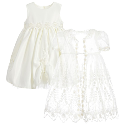 Romano Princess Babies' Girls Ivory Occasion Dress Set