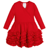 LEMON LOVES LAYETTE BABY GIRLS RED COTTON RUFFLE DRESS