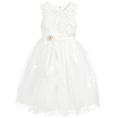 Romano Princess Kids' Girls Off-white Tulle Dress In Ivory