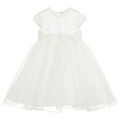 Sarah Louise Kids' Girls Ivory Satin & Organza Dress