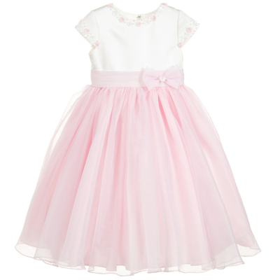 Sarah Louise Kids' Girls Pink Organza & Satin Dress
