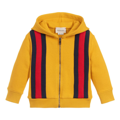 Gucci Babies' Boys Yellow Cotton Hooded Top
