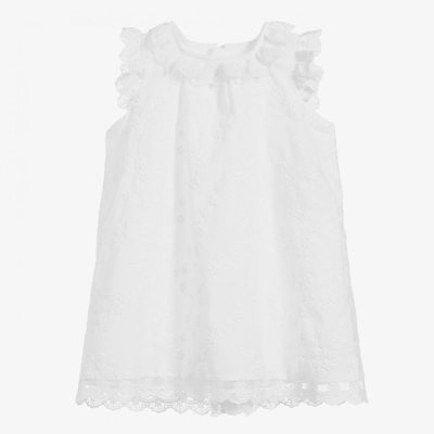 Ancar Girls Baby White Cotton Dress Set
