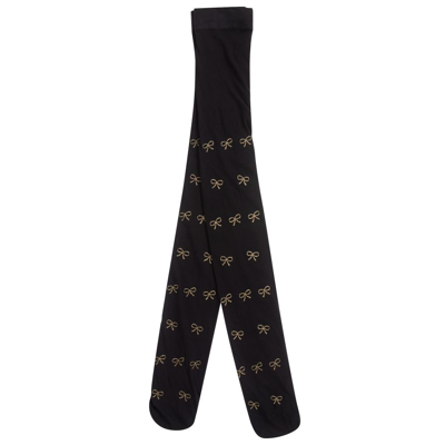 Country Kids' Girls Black & Gold Glitter Bow Tights