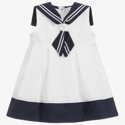 Beatrice & George Babies' Girls White Cotton Sailor Dress