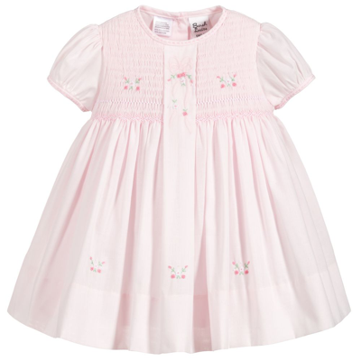 Sarah Louise Girls Pink Hand-smocked Baby Dress