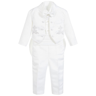 Beau Kid Boys White 5 Piece Baby Suit Set