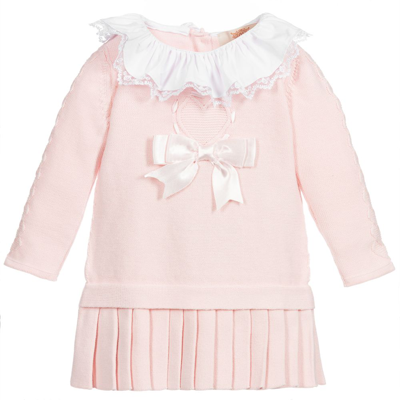 Caramelo Babies' Girls Pink Knitted Cotton Dress