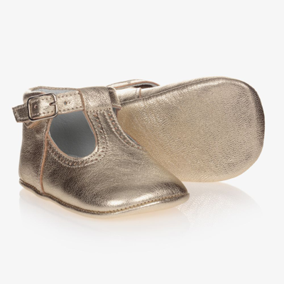 Early Days Babies' Girls Gold Leather Pre-walker Shoes