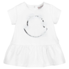 MONCLER BABY GIRLS WHITE COTTON DRESS