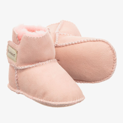En Fant Girls Baby Pink Sheepskin Boots
