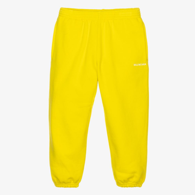 Balenciaga Kids' Yellow Cotton Logo Joggers