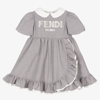FENDI BABY GIRLS GREY WOOL DRESS