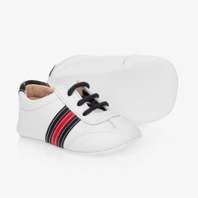 Children's Classics Babies' White Leather Pre-walker Shoes