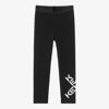 KENZO GIRLS BLACK LOGO LEGGINGS