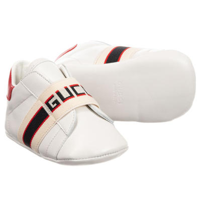 Gucci Babies' White Leather Pre-walker Shoes
