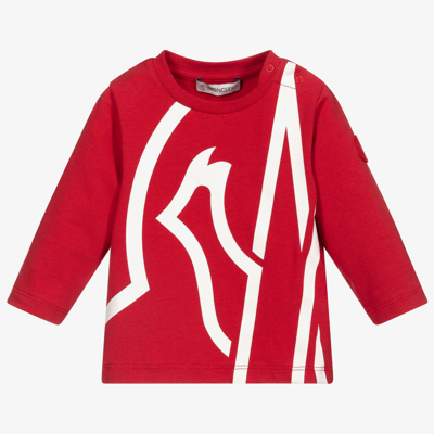 Moncler Babies' Girls Red Giant Logo Top