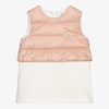 MONCLER GIRLS IVORY & PINK DOWN PADDED DRESS