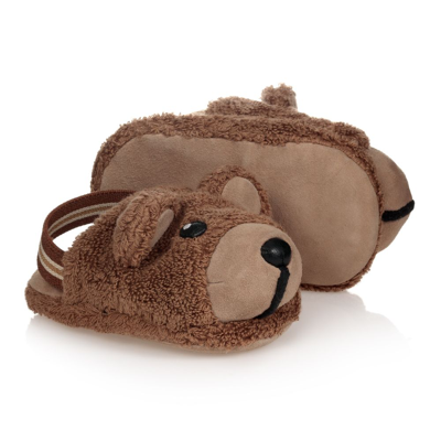 Fendi Babies' Brown Bear Pre-walker Slippers